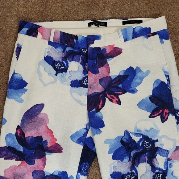 Banana Republic SZ 10 Ryan Fit Textured Painted Floral Slim Straight Pant EUC - Picture 3 of 11
